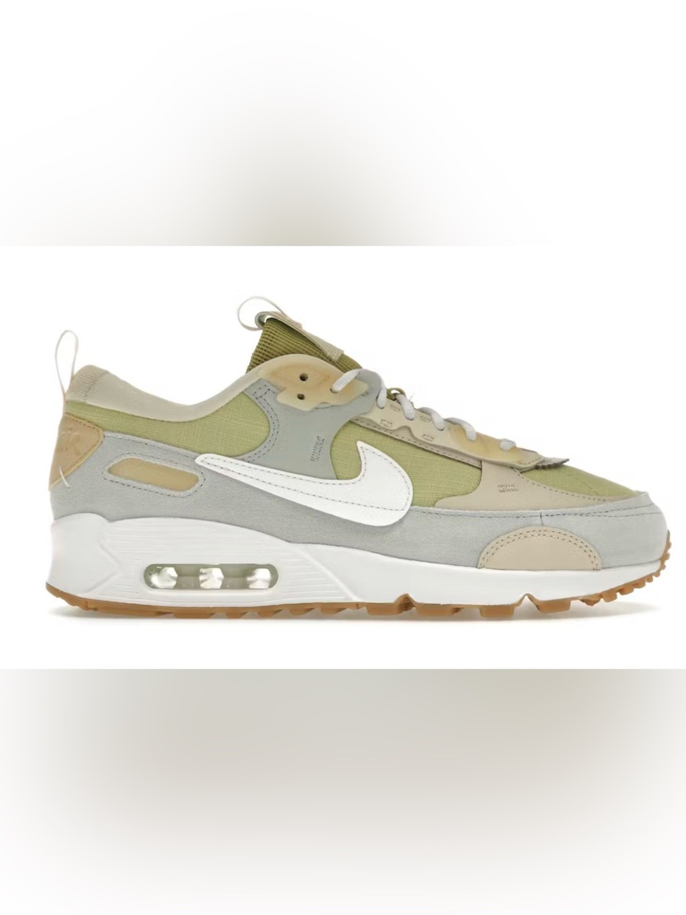 Nike Women’s Air Max 90 Futura Color: Buff Gold Light Green Size: 7